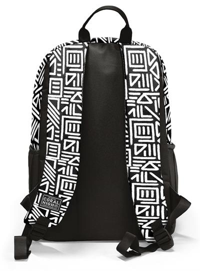 Coral High İlkokul ve Ortaokul Sırt Çantası 23682 - Erkek Çocuk, Siyah Beyaz Geometrik Şekiller, Dört Bölmeli