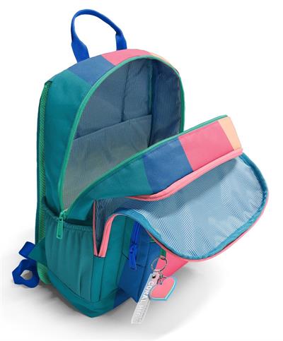 Coral High İlkokul ve Ortaokul Sırt Çantası 23679 - Kız Çocuk, Yeşil Mavi Pembe Renkli Çizgili, Dört Bölmeli