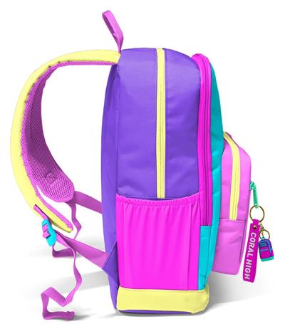 Coral High İlkokul ve Ortaokul Sırt Çantası 23676 - Kız Çocuk, Mor Yeşil Pembe Çok Renkli, Dört Bölmeli
