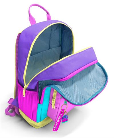 Coral High İlkokul ve Ortaokul Sırt Çantası 23676 - Kız Çocuk, Mor Yeşil Pembe Çok Renkli, Dört Bölmeli