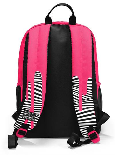 Coral High İlkokul ve Ortaokul Sırt Çantası 23678 - Kız Çocuk, Pembe Siyah Beyaz Boya Desenli, Dört Bölmeli
