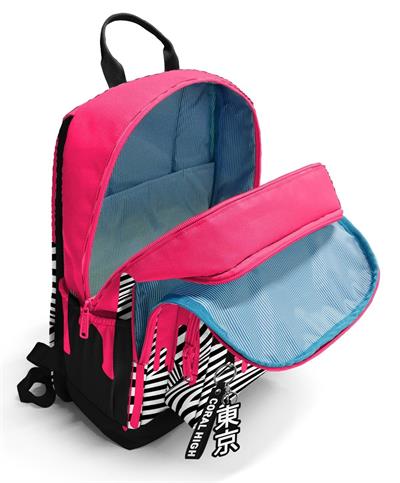 Coral High İlkokul ve Ortaokul Sırt Çantası 23678 - Kız Çocuk, Pembe Siyah Beyaz Boya Desenli, Dört Bölmeli