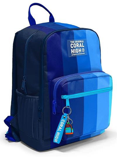 Coral High İlkokul ve Ortaokul Sırt Çantası 23695 - Erkek Çocuk, Lacivert Mavi Renk Geçişli Çizgili, Dört Bölmeli