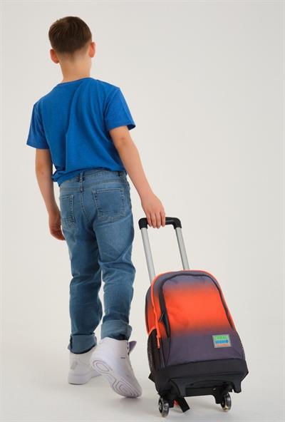 Coral High Işıklı Tekerlekli  Çekçek Okul ve Seyahat Çantası Kız ve Erkek Çocuk Siyah Turuncu