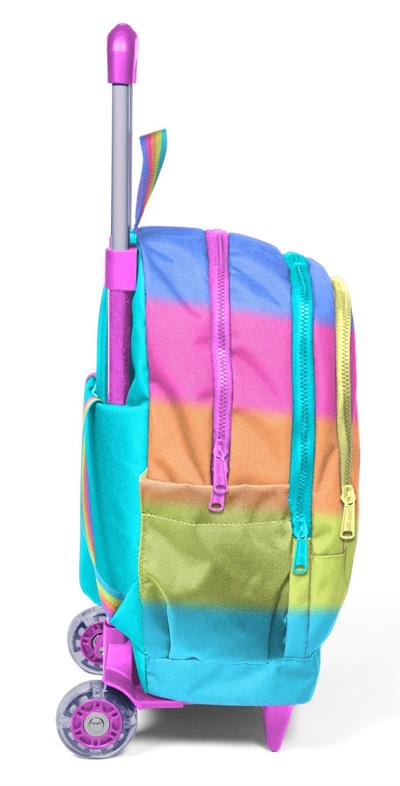 Coral High Işıklı Tekerlekli Çekçek Okul Çantası - 3 Bölmeli, 2li Sap Ayarı, Pembe Yeşil Çok Renkli (Kız Çocuk) 23970