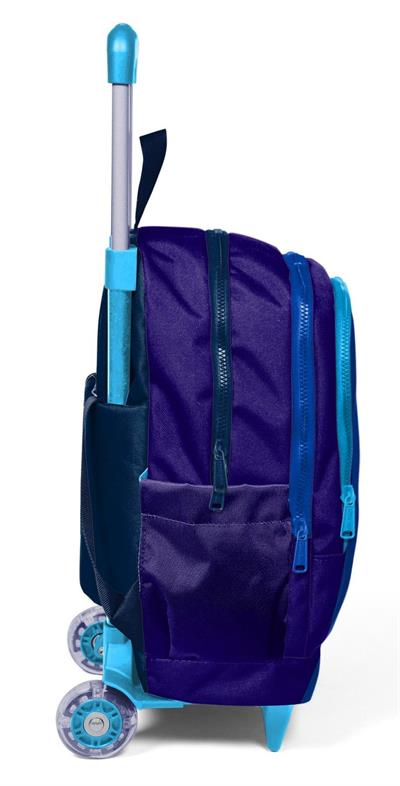 Coral High Işıklı Tekerlekli Çekçek Okul Çantası - 3 Bölmeli, 2li Sap Ayarı, Lacivert Yeşil Renkli Çizgili (Erkek Çocuk) 23981