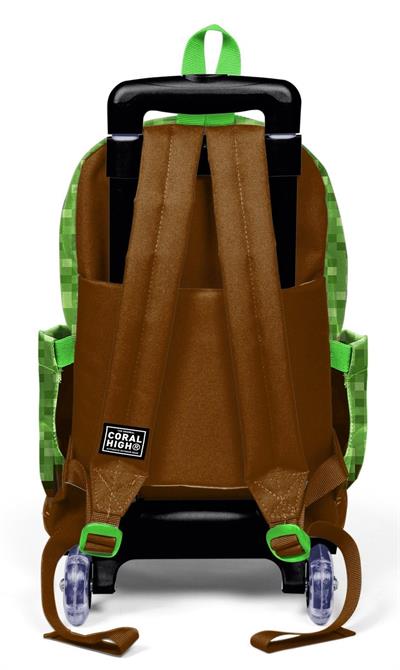 Coral High Işıklı Tekerlekli Çekçek Okul Çantası - 3 Bölmeli, 2 Kademe Sap Ayarı, Yeşil Kahverengi Craft (ErkekÇocuk) 23976