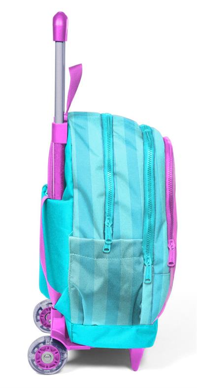Coral High Işıklı Tekerlekli Çekçek Okul Çantası - 3 Bölmeli, 2li Sap Ayarı, Turkuaz Pembe (Kız Çocuk) 23971