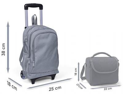 Coral High Işıklı Tekerlekli Çekçek Okul Çanta + Isı Yalıtımlı Beslenme Çantası - Erkek Çocuk - Lacivert Yeşil Renkli Çizgili