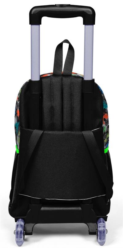 Coral High Işıklı Tekerlekli Dinazor Kamuflaj Çekçek Okul ve Seyahat Çantası