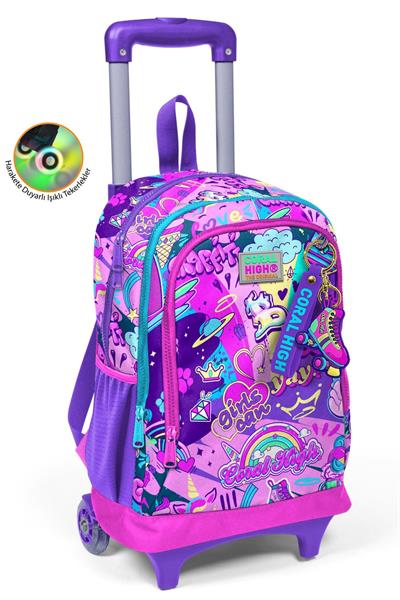 Coral High Işıklı Tekerlekli Grafiti Çekçek Okul Çantası - Kız Çocuk