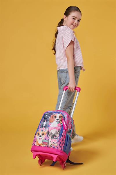 Coral High Işıklı Tekerlekli Pembe Köpek Çekçek Okul Çantası - Kız Çocuk