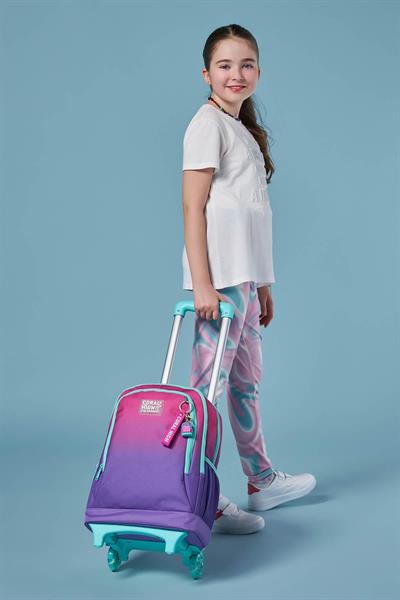 Coral High Işıklı Tekerlekli Pembe Mor Renk Geçişli Çekçek Okul Çantası - Kız Çocuk