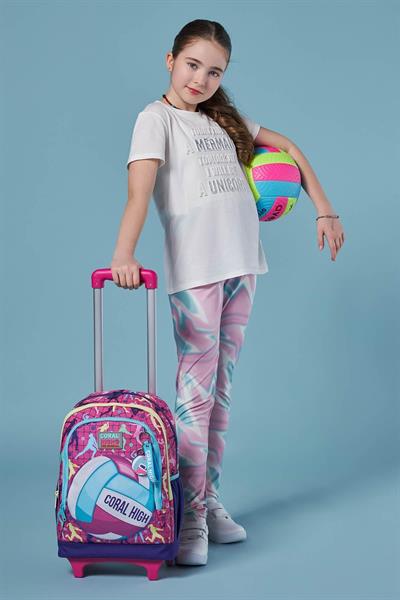 Coral High Işıklı Tekerlekli Pembe Mor Voleybol Çekçek Okul Çantası - Kız Çocuk