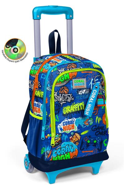 Coral High Işıklı Tekerlekli Saks Grafiti Çekçek Okul Çantası - Erkek Çocuk