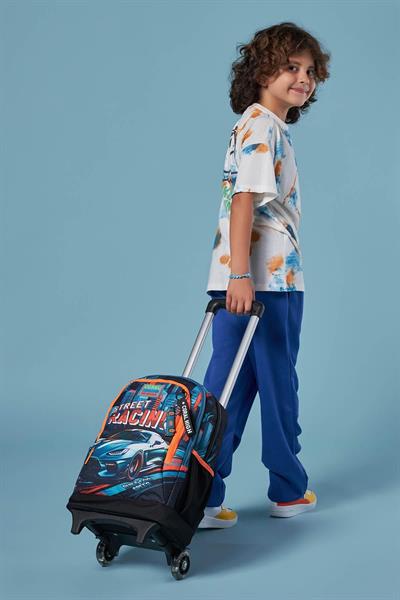 Coral High Işıklı Tekerlekli Siyah Nefti Yarış Arabası Çekçek Okul Çantası - Erkek Çocuk