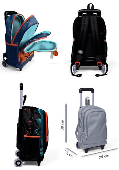 Coral High Işıklı Tekerlekli Siyah Nefti Yarış Arabası Çekçek Okul Çantası - Erkek Çocuk