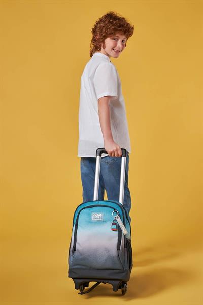 Coral High Işıklı Tekerlekli Turkuaz Gri Batik Çekçek Okul Çantası - Erkek Çocuk