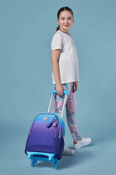 Coral High Işıklı Tekerlekli Turkuaz Mor Renk Geçişli Çekçek Okul Çantası - Erkek Çocuk