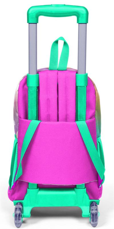 Coral High Işıklı Tekerlekli Unicorn ve Kız Çekçek Okul ve Seyahat Çantası Kız Çocuk Su Yeşili Pembe