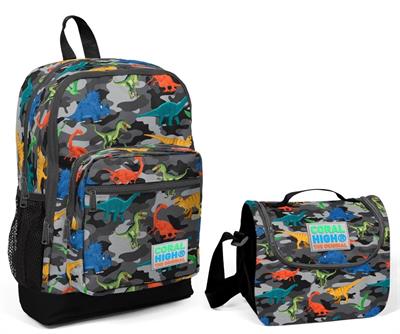 Coral High Kamuflaj Dinazor Baskılı Erkek Çocuk Okul Çanta Seti