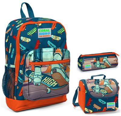 Coral High Kaykay Baskılı Erkek 3lü İlkokul Çanta Seti