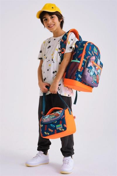 Coral High Kids Civit Neon Turuncu Kaykay Desenli 3lü Okul Çanta Seti - Erkek Çocuk