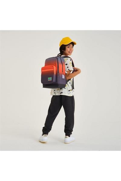 Coral High Kids Gri Turuncu Renk Geçişli USBli 2li Okul Çanta Seti - Erkek