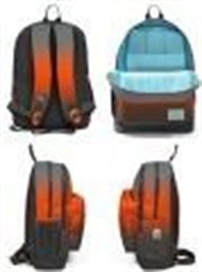 Coral High Kids Gri Turuncu Renk Geçişli USBli 3lü Okul Çanta Seti - Erkek