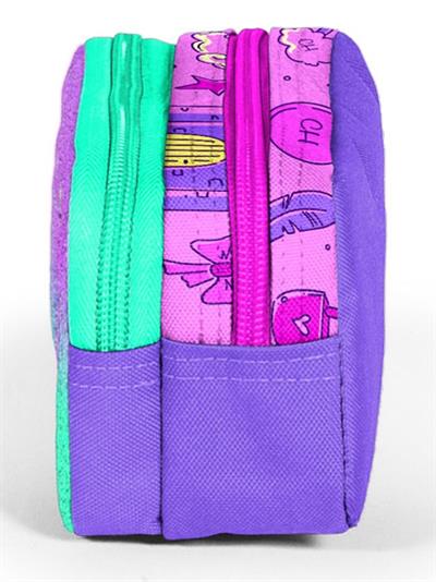 Coral High Kids İki Bölmeli Kız Çocuk Pembe Yeşil Prenses ve Unicorn Kalem Çantası Kalemlik