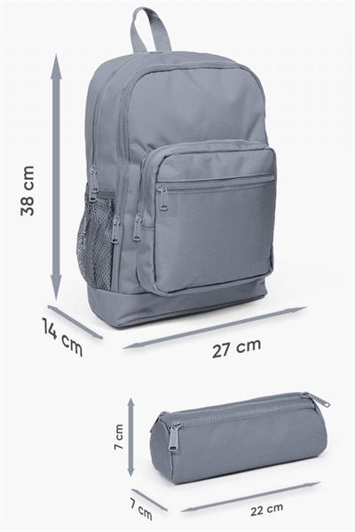 Coral High Kids Koyu Gri Siyah Kamuflaj Dinozor Desenli USBli 2li Okul Çanta Seti - Erkek Çocuk