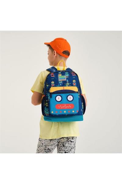 Coral High Kids Lacivert Çivit Robot Desenli 2li Okul Çanta Seti - Erkek Çocuk