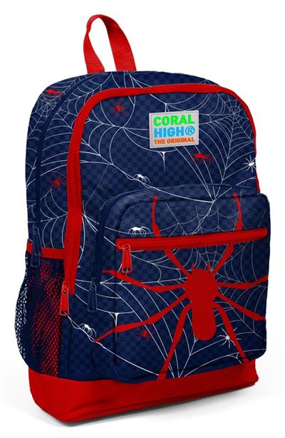 Coral High Kids Lacivert Kırmızı Örümcek Desenli 3lü Okul Çanta Seti - Erkek Çocuk İlkokul Çanta Seti