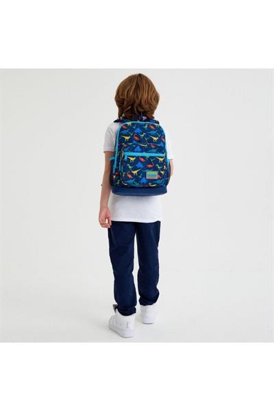 Coral High Kids Lacivert Mavi Dinazor Desenli 2li Okul Çanta Seti - Erkek Çocuk