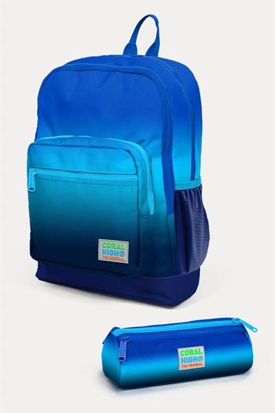 Coral High Kids Lacivert Mavi Renk Geçişli 2li Okul Çanta Seti - Erkek Çocuk