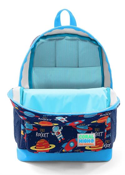 Coral High Kids Lacivert Mavi Uzay Desenli 3lü Okul Çanta Seti - Erkek Çocuk