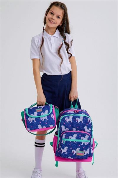 Coral High Kids Lacivert Pembe Unicorn Desenli 3lü Okul Çanta Seti