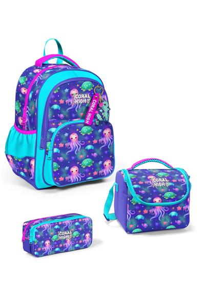 Coral High Kids Lavanta Turkuaz Deniz Temalı 3lü Okul Çanta Seti SET0114422 - Kız