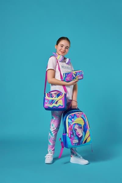 Coral High Kids Lavanta Turkuaz Kulaklı Kız Desenli 3lü Okul Çanta Seti SET0123661