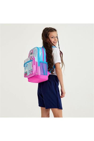 Coral High Kids Mavi Neon Pembe Unicorn Desenli 2li Okul Çanta Seti - Kız Çocuk