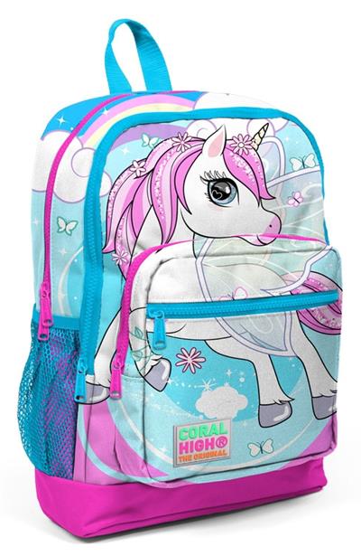 Coral High Kids Mavi Neon Pembe Unicorn Desenli 3lü Okul Çanta Seti - Kız Çocuk