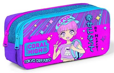 Coral High Kids Mor Pembe Mavi Simli K-Pop Desenli 3lü Okul Çanta Seti - Kız Çocuk