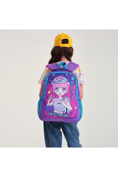 Coral High Kids Mor Pembe Mavi Simli K-Pop Desenli 2li Okul Çanta Seti - Kız Çocuk