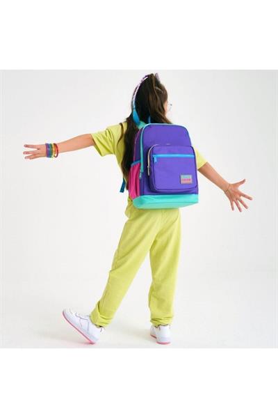 Coral High Kids Mor Renk Detaylı 3lü Okul Çanta Seti - Kız Çocuk İlkokul Çanta Takımı