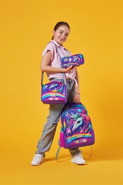 Coral High Kids Mor Simli Unicorn Desenli 3lü Okul Çanta Seti SET0123663