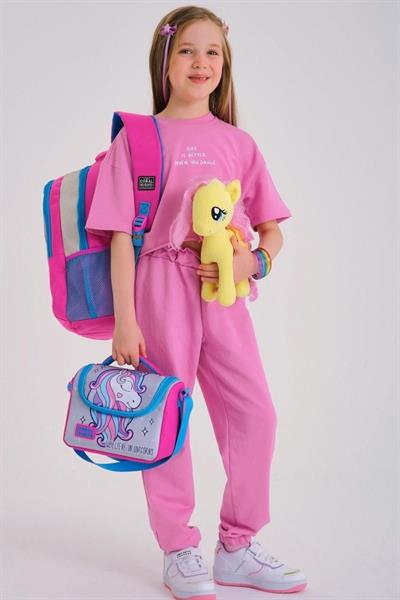 Coral High Kids Pembe Gümüş Simli Unicorn Desenli 3lü Okul Çanta Seti - Kız
