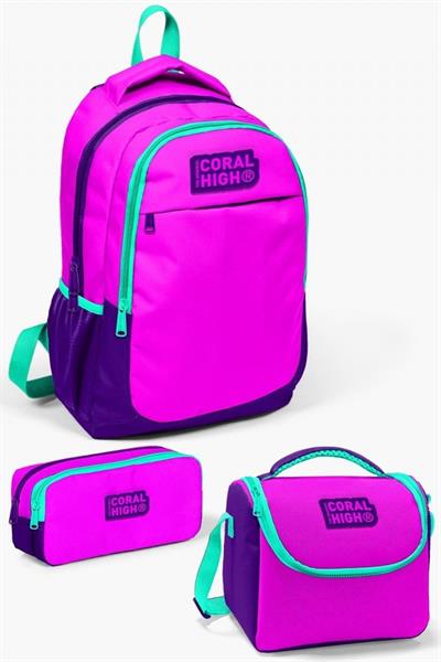 Coral High Kids Pembe Mor 3lü Okul Çanta Seti - Kız Çocuk