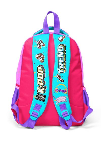 Coral High Kids Pembe Turkuaz K-Pop Desenli 3lü Okul Çanta Seti SET0114427 - Kız