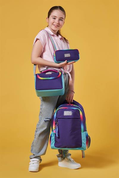Coral High Kids Rainbow Fermuarlı Mor 3lü Okul Çanta Seti SET0123662