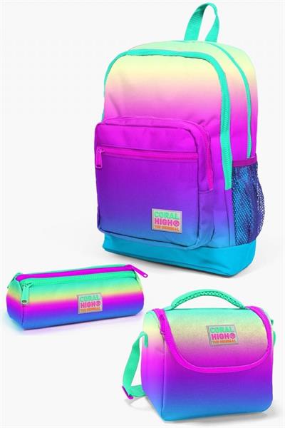 Coral High Kids Renk Geçişli 3lü Okul Çanta Seti - Kız Çocuk